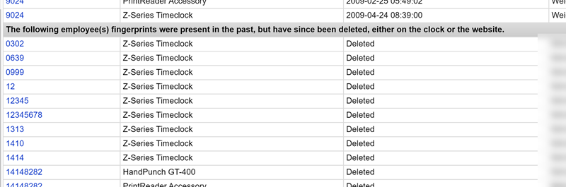 Deleted prints list