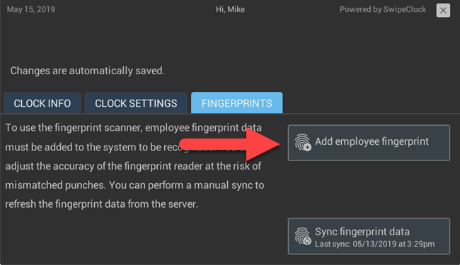 Fingerprint menu